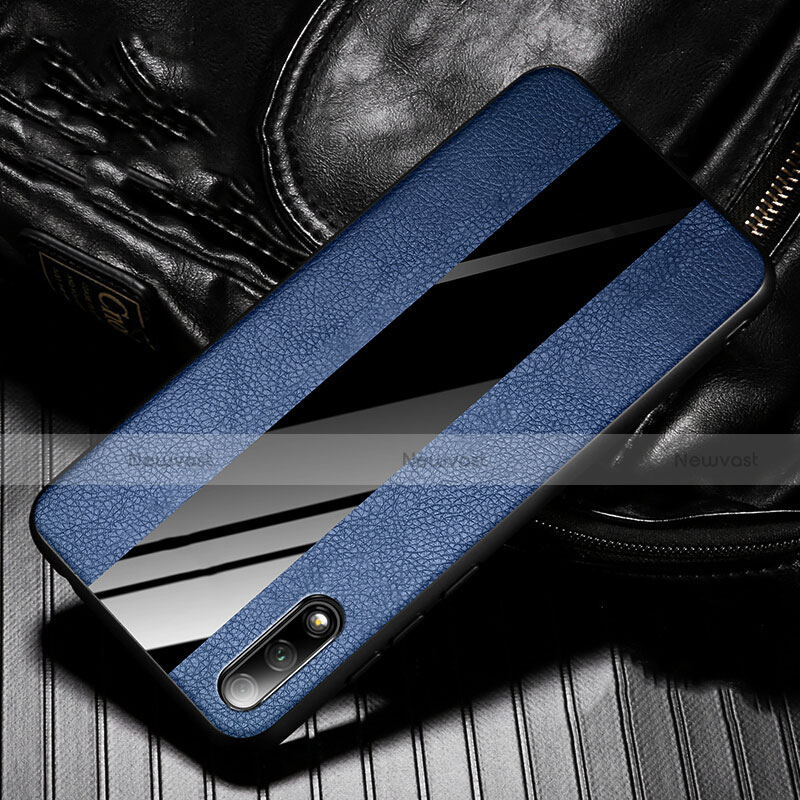 Soft Silicone Gel Leather Snap On Case Cover S05 for Huawei Honor 9X Blue