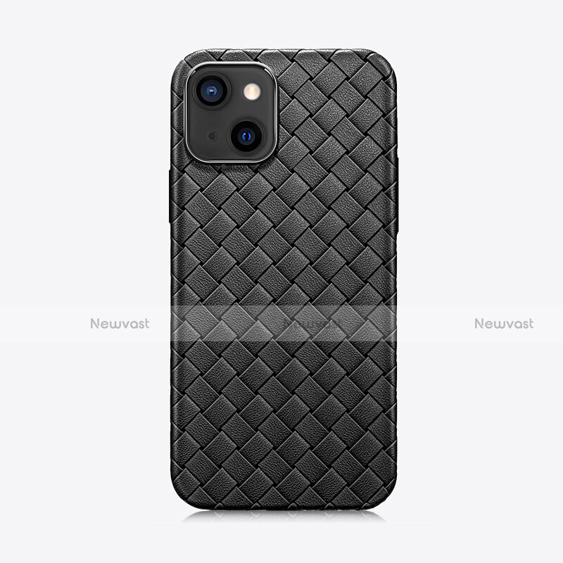 Soft Silicone Gel Leather Snap On Case Cover S06 for Apple iPhone 13 Mini Black
