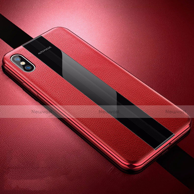 Soft Silicone Gel Leather Snap On Case Cover S06 for Apple iPhone X Red
