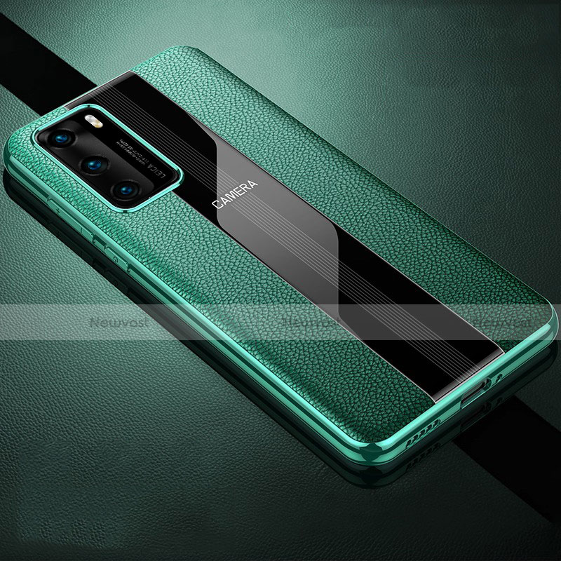 Soft Silicone Gel Leather Snap On Case Cover S06 for Huawei P40 Green