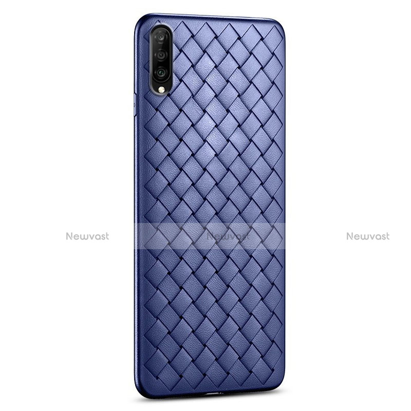 Soft Silicone Gel Leather Snap On Case Cover S06 for Huawei Y9s Blue