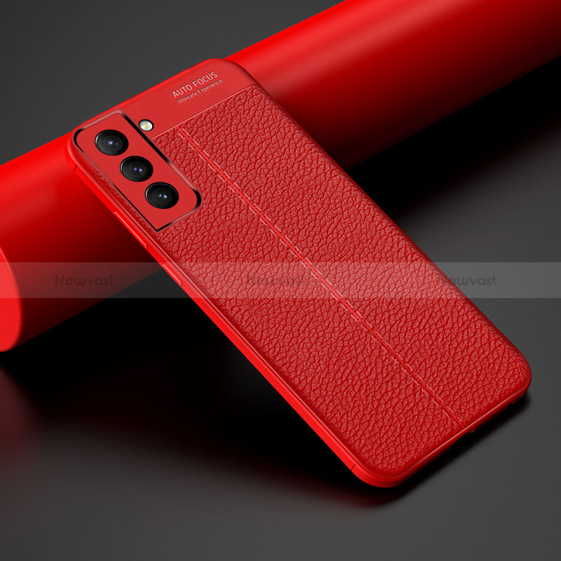 Soft Silicone Gel Leather Snap On Case Cover S06 for Samsung Galaxy S22 Plus 5G Red