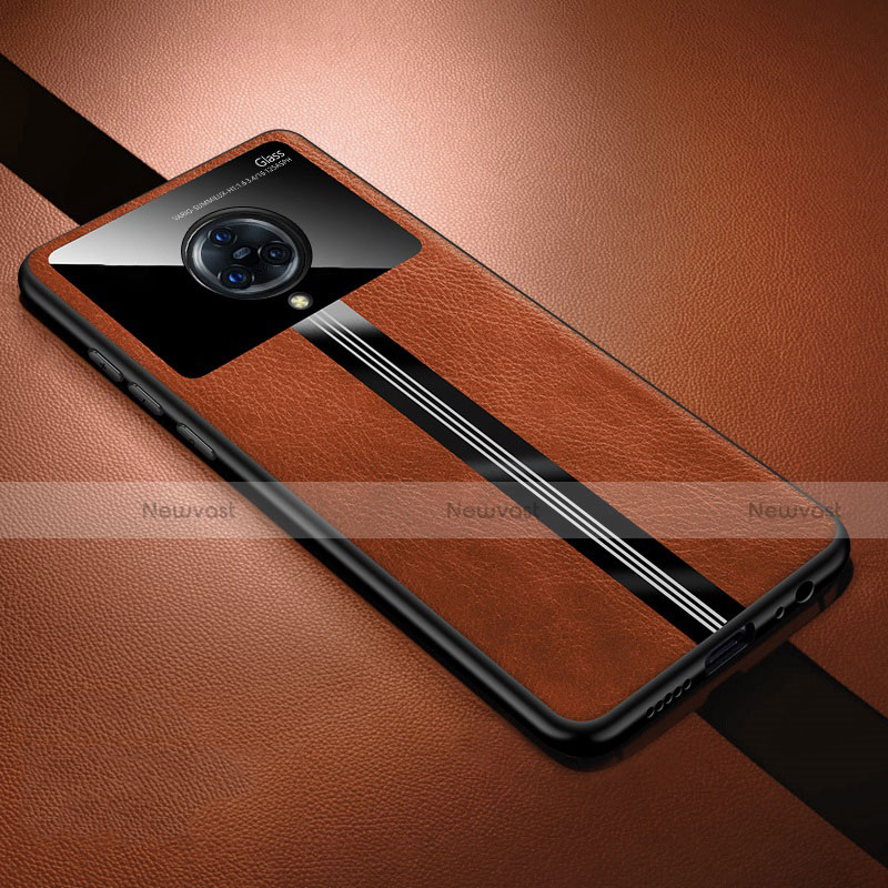 Soft Silicone Gel Leather Snap On Case Cover S06 for Vivo Nex 3 5G Brown