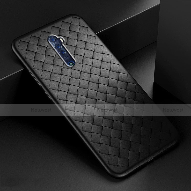 Soft Silicone Gel Leather Snap On Case Cover S07 for Oppo Reno2 Black