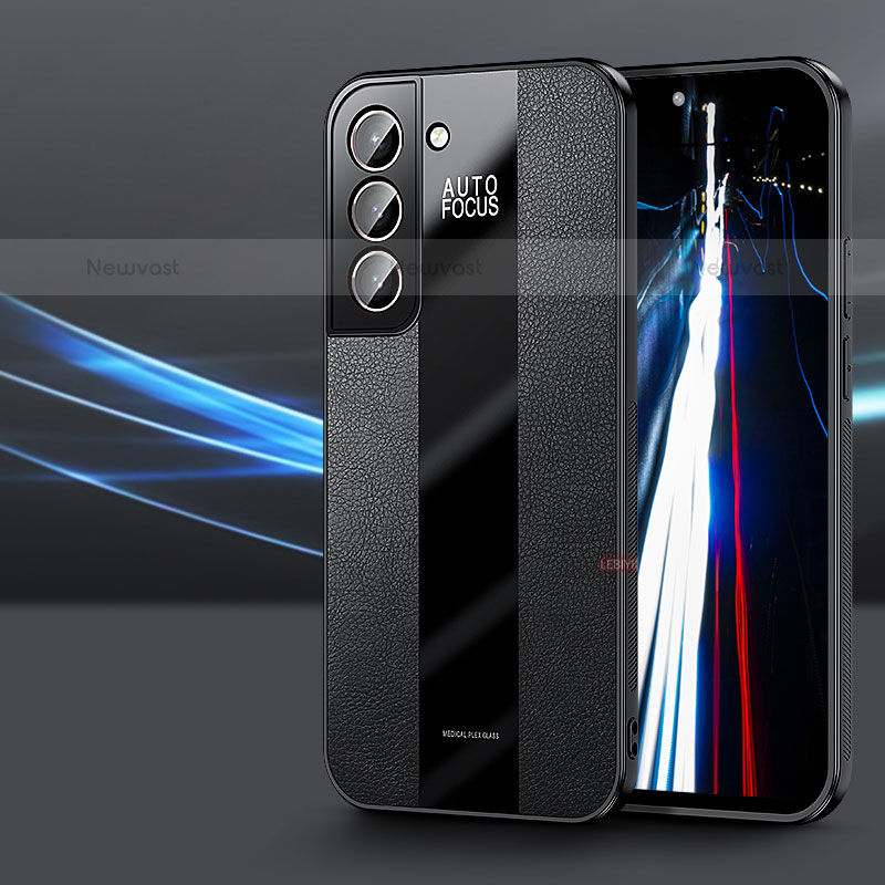 Soft Silicone Gel Leather Snap On Case Cover S07 for Samsung Galaxy S23 5G Black