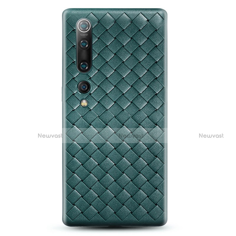 Soft Silicone Gel Leather Snap On Case Cover S07 for Xiaomi Mi 10 Green