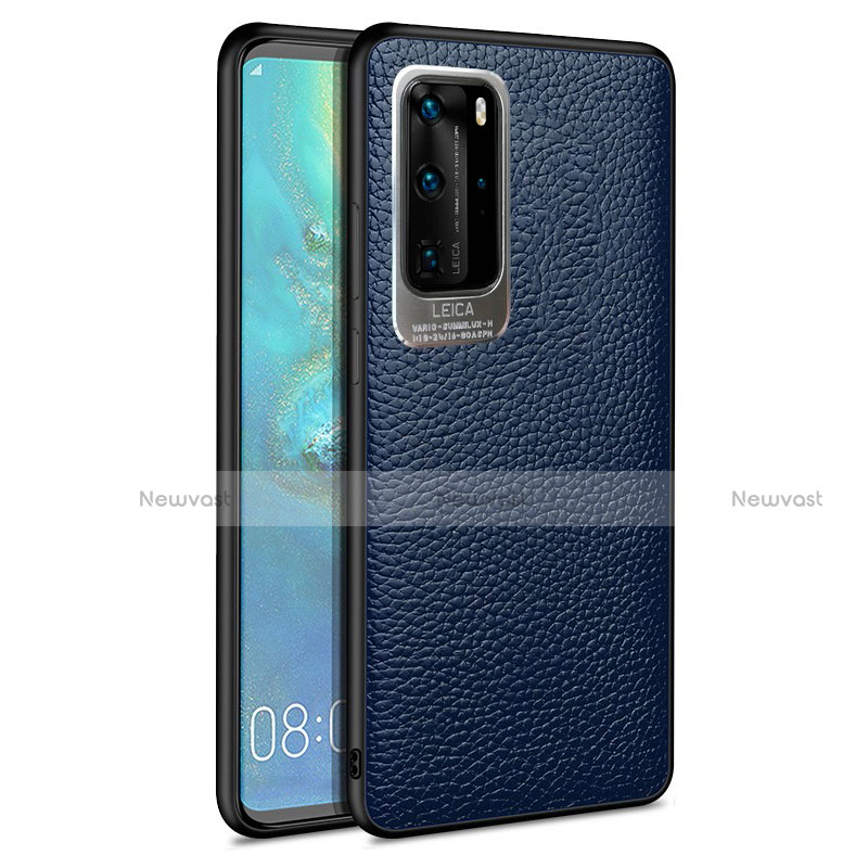 Soft Silicone Gel Leather Snap On Case Cover S08 for Huawei P40 Pro Blue