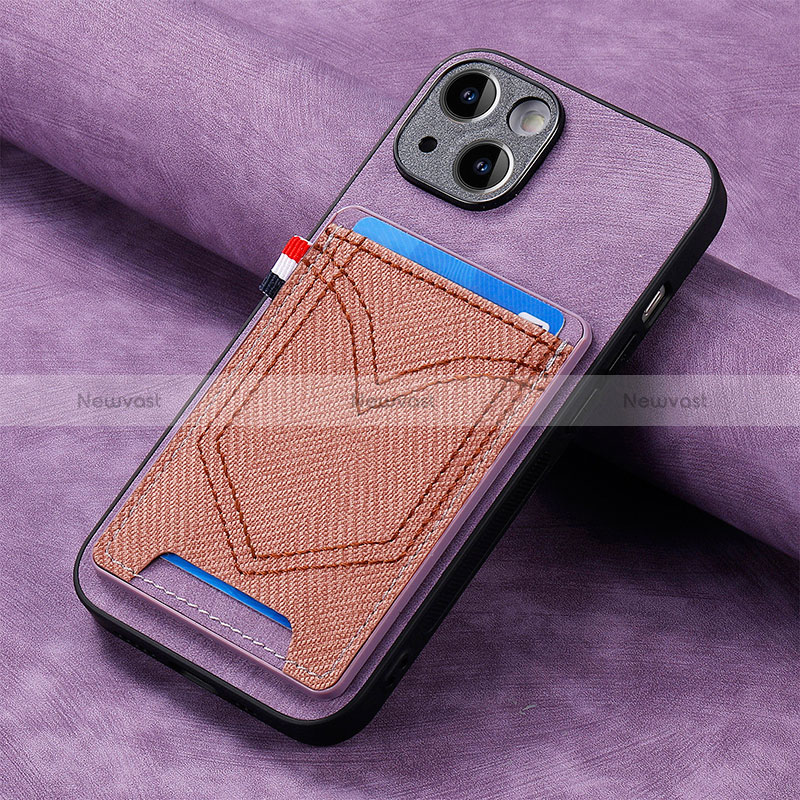 Soft Silicone Gel Leather Snap On Case Cover SD1 for Apple iPhone 13 Clove Purple