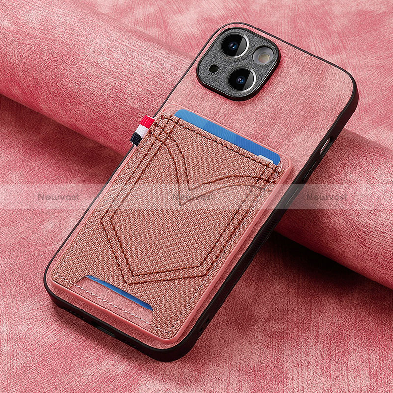 Soft Silicone Gel Leather Snap On Case Cover SD1 for Apple iPhone 13 Pink
