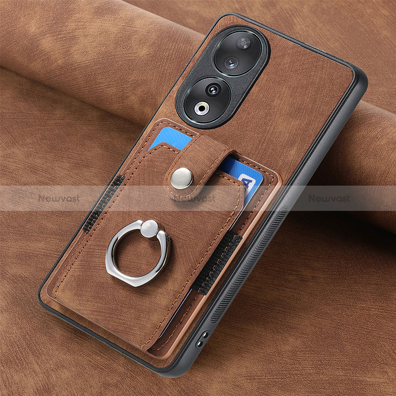 Soft Silicone Gel Leather Snap On Case Cover SD1 for Huawei Honor 90 5G Brown