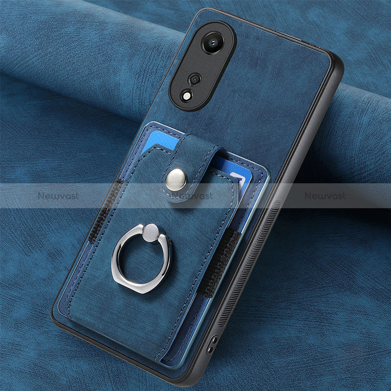 Soft Silicone Gel Leather Snap On Case Cover SD1 for Oppo A58 5G Blue