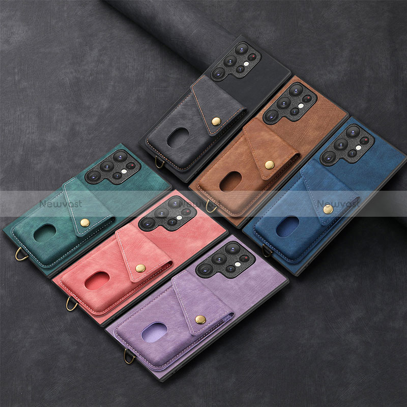 Soft Silicone Gel Leather Snap On Case Cover SD1 for Samsung Galaxy S22 Ultra 5G
