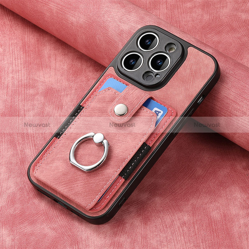 Soft Silicone Gel Leather Snap On Case Cover SD11 for Apple iPhone 13 Pro Pink