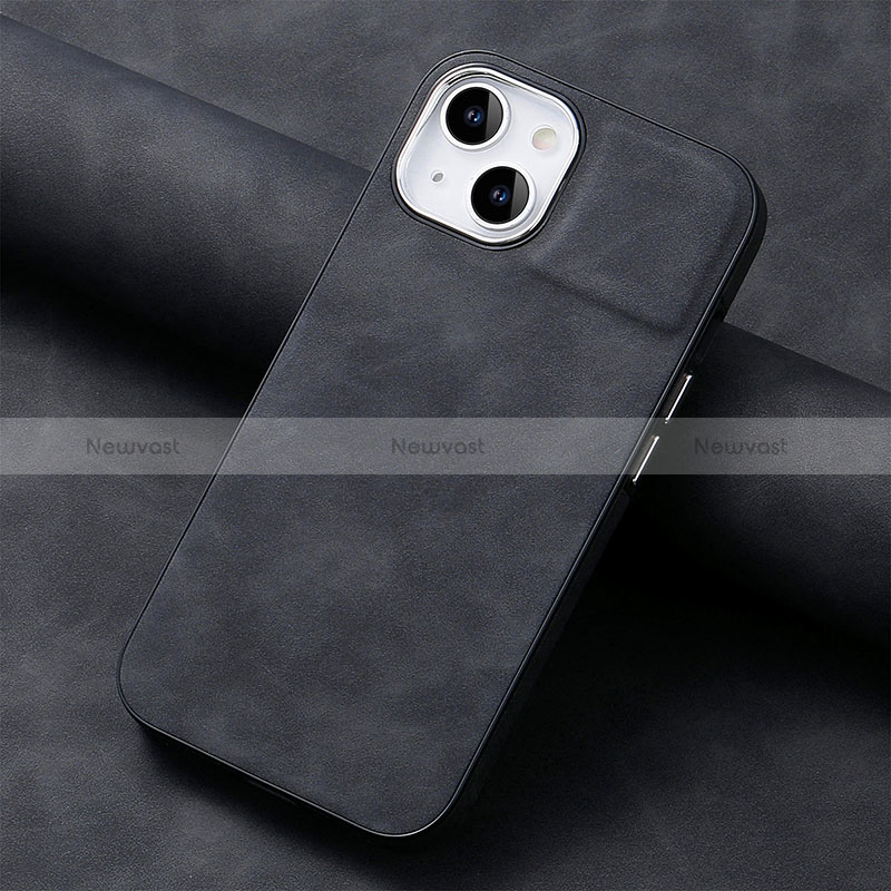 Soft Silicone Gel Leather Snap On Case Cover SD13 for Apple iPhone 13 Black
