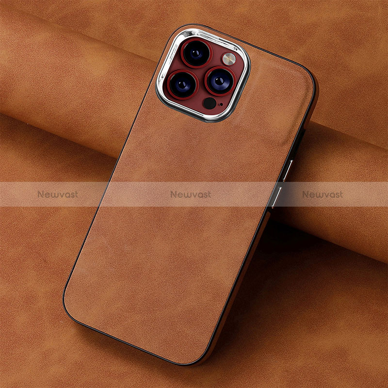 Soft Silicone Gel Leather Snap On Case Cover SD13 for Apple iPhone 13 Pro Max Brown