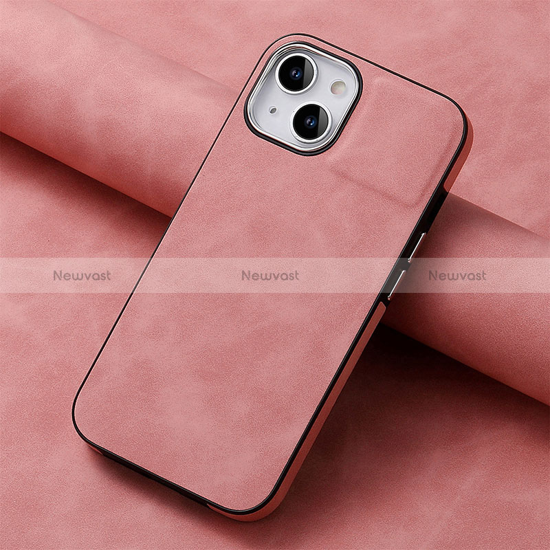Soft Silicone Gel Leather Snap On Case Cover SD13 for Apple iPhone 14 Pink