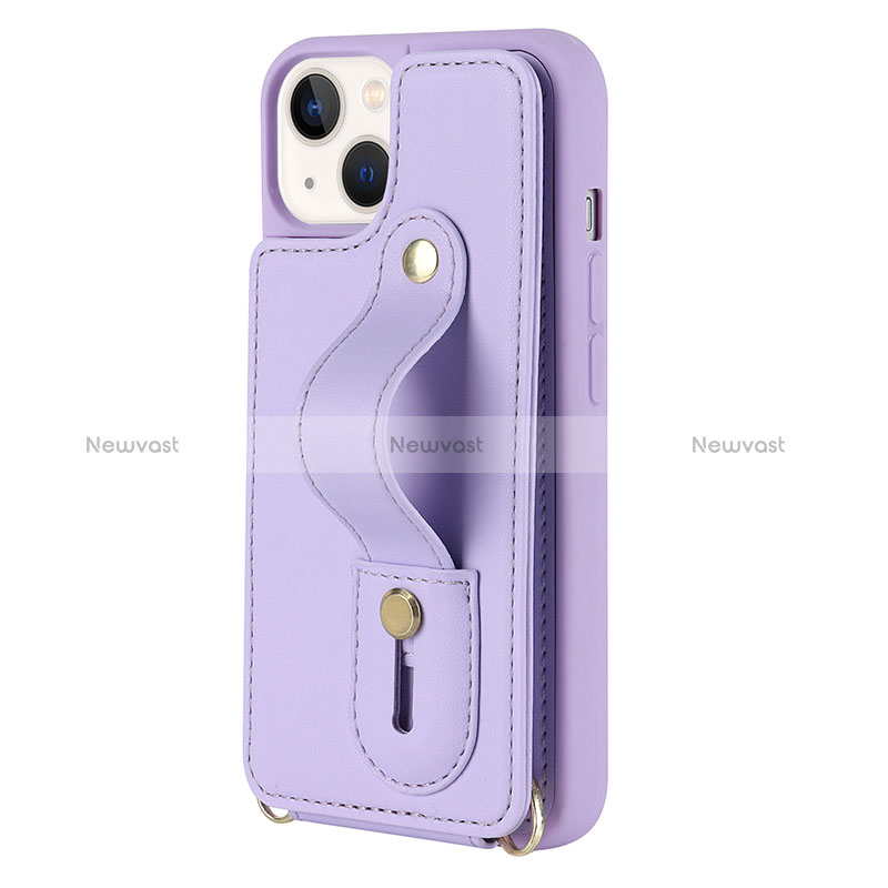 Soft Silicone Gel Leather Snap On Case Cover SD14 for Apple iPhone 13 Purple
