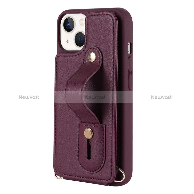Soft Silicone Gel Leather Snap On Case Cover SD14 for Apple iPhone 13 Red Wine
