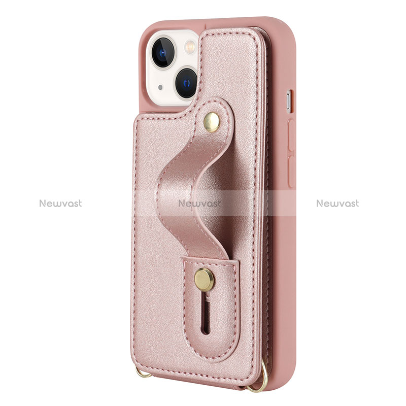 Soft Silicone Gel Leather Snap On Case Cover SD14 for Apple iPhone 13 Rose Gold