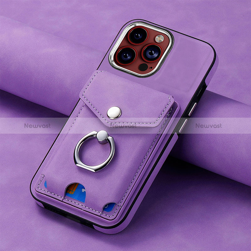Soft Silicone Gel Leather Snap On Case Cover SD15 for Apple iPhone 14 Pro Max Clove Purple