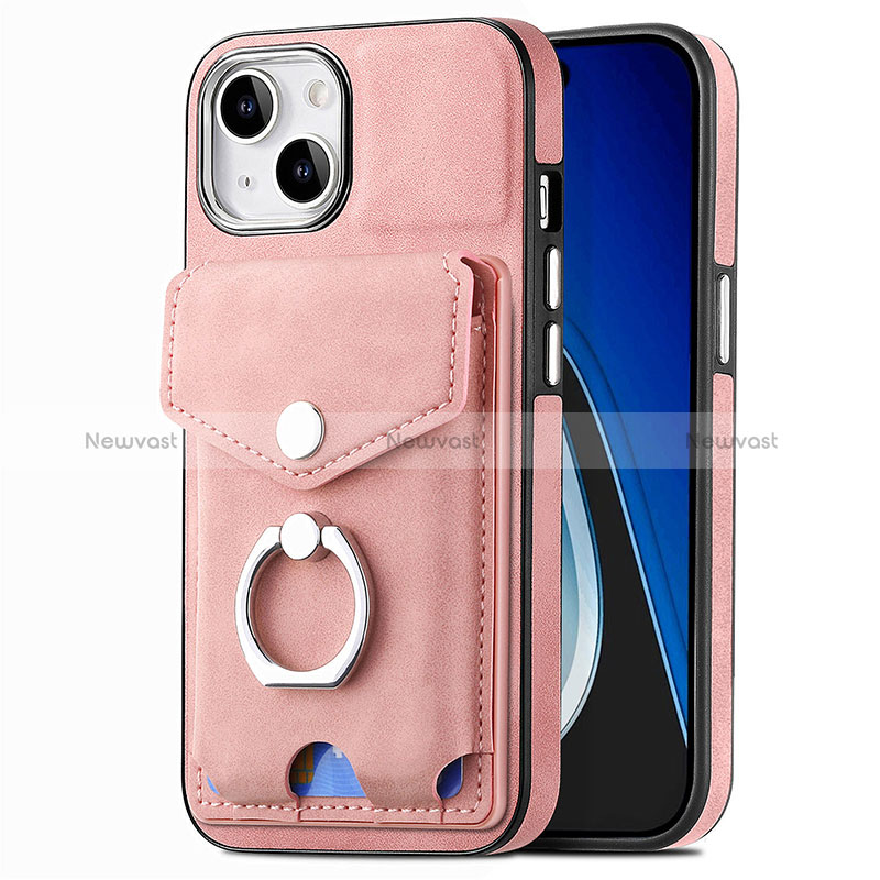 Soft Silicone Gel Leather Snap On Case Cover SD16 for Apple iPhone 13 Pink
