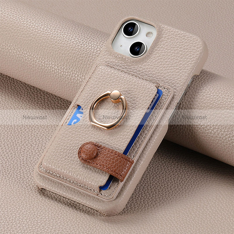 Soft Silicone Gel Leather Snap On Case Cover SD17 for Apple iPhone 13 Khaki