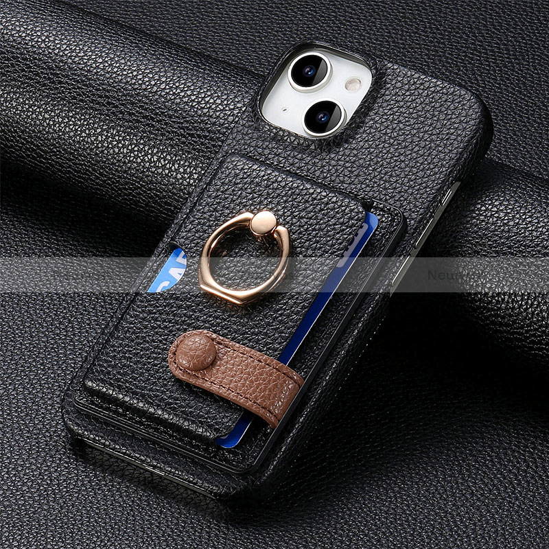 Soft Silicone Gel Leather Snap On Case Cover SD17 for Apple iPhone 14 Black