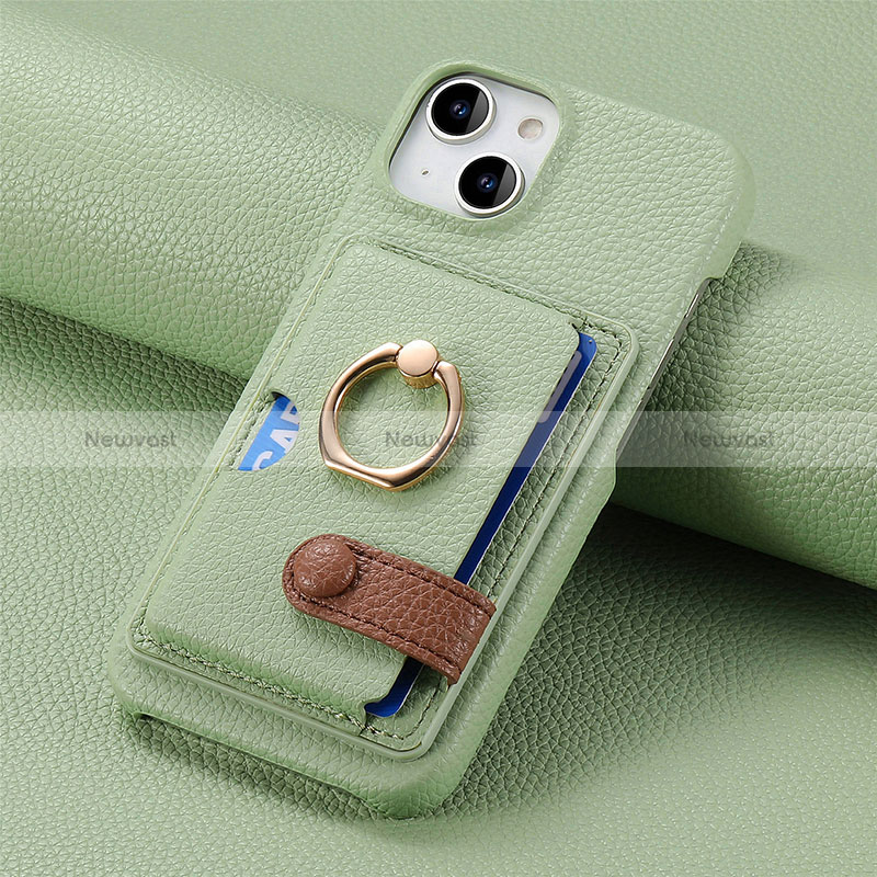 Soft Silicone Gel Leather Snap On Case Cover SD17 for Apple iPhone 14 Matcha Green