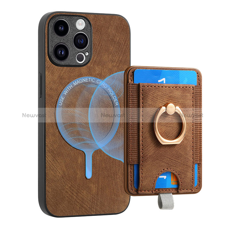 Soft Silicone Gel Leather Snap On Case Cover SD17 for Apple iPhone 14 Pro Brown