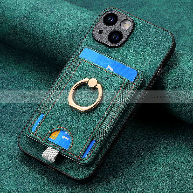 Soft Silicone Gel Leather Snap On Case Cover SD2 for Apple iPhone 14 Green