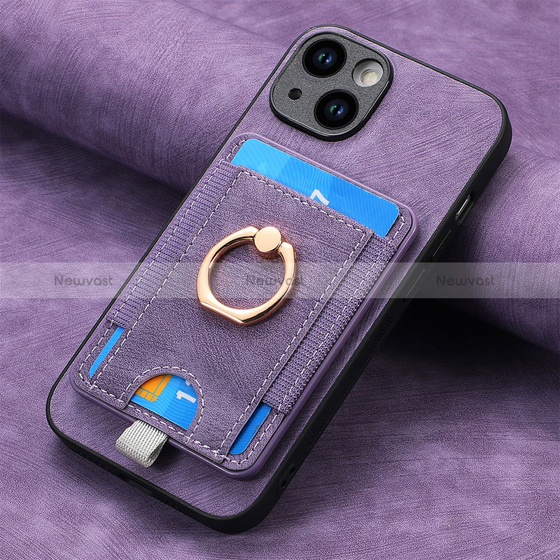 Soft Silicone Gel Leather Snap On Case Cover SD2 for Apple iPhone 14 Plus Clove Purple
