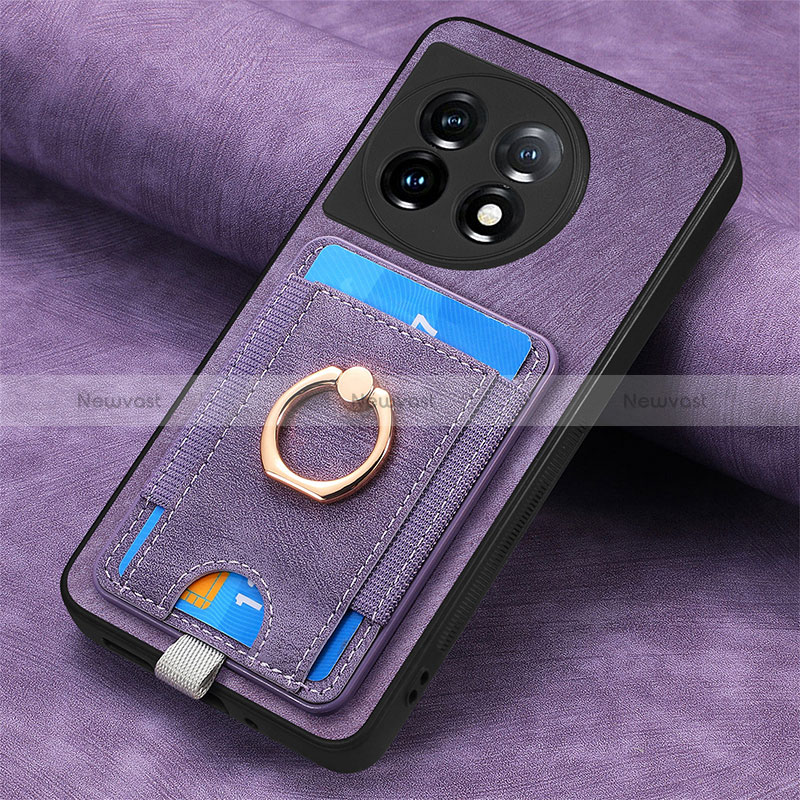 Soft Silicone Gel Leather Snap On Case Cover SD2 for OnePlus 11 5G Clove Purple