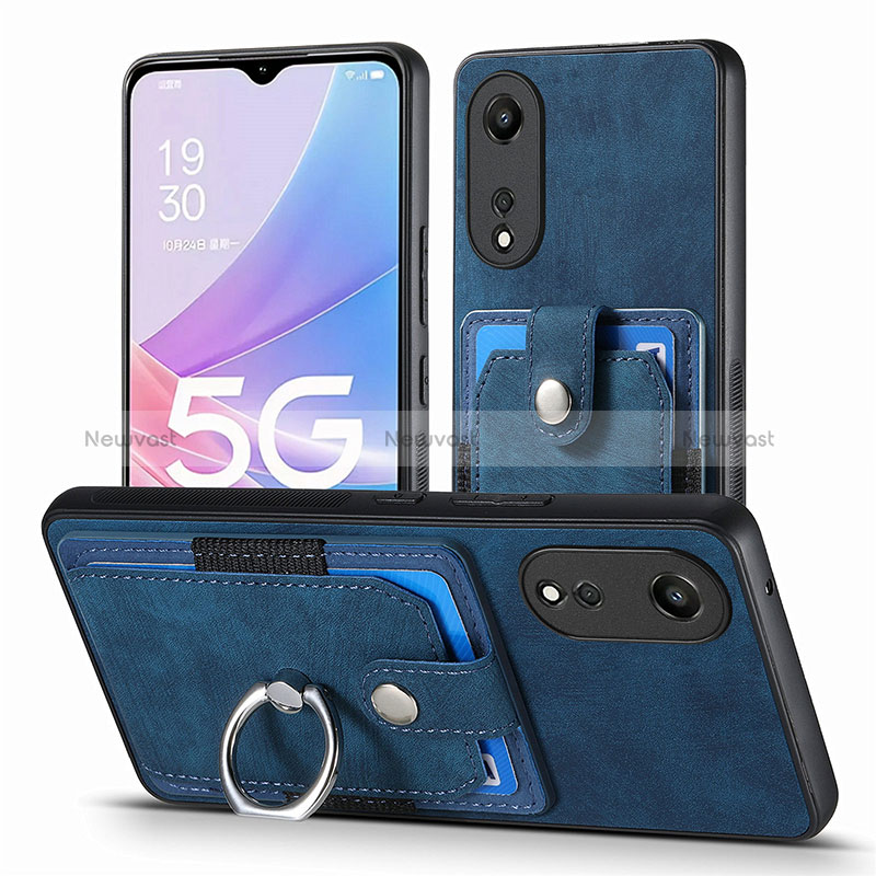 Soft Silicone Gel Leather Snap On Case Cover SD2 for Oppo A78 5G Blue