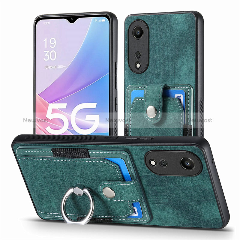 Soft Silicone Gel Leather Snap On Case Cover SD2 for Oppo A78 5G Green