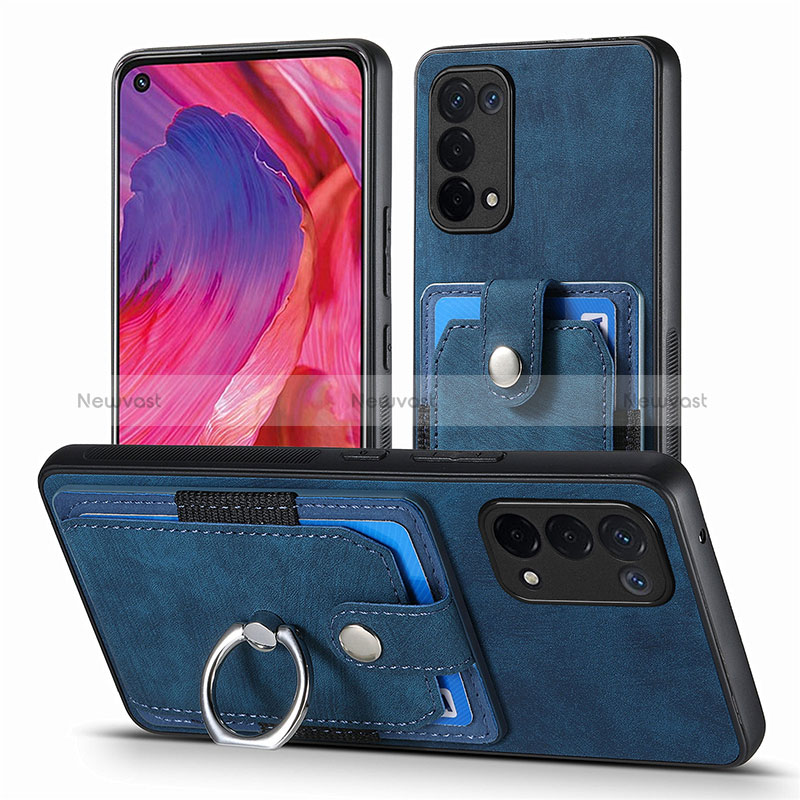 Soft Silicone Gel Leather Snap On Case Cover SD2 for Oppo A93 5G Blue