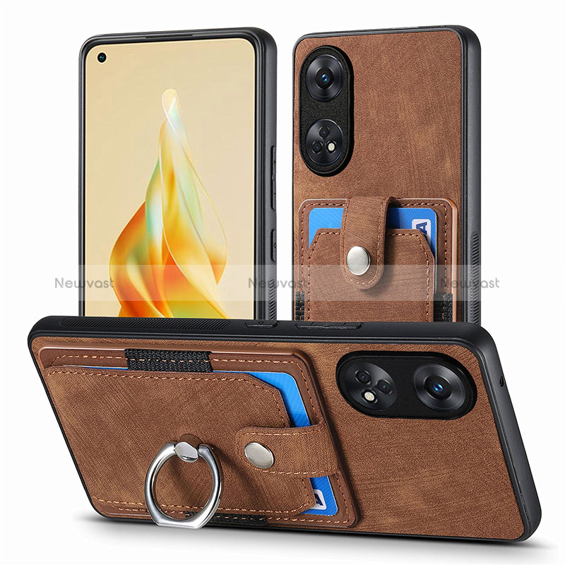 Soft Silicone Gel Leather Snap On Case Cover SD2 for Oppo Reno8 T 4G Brown