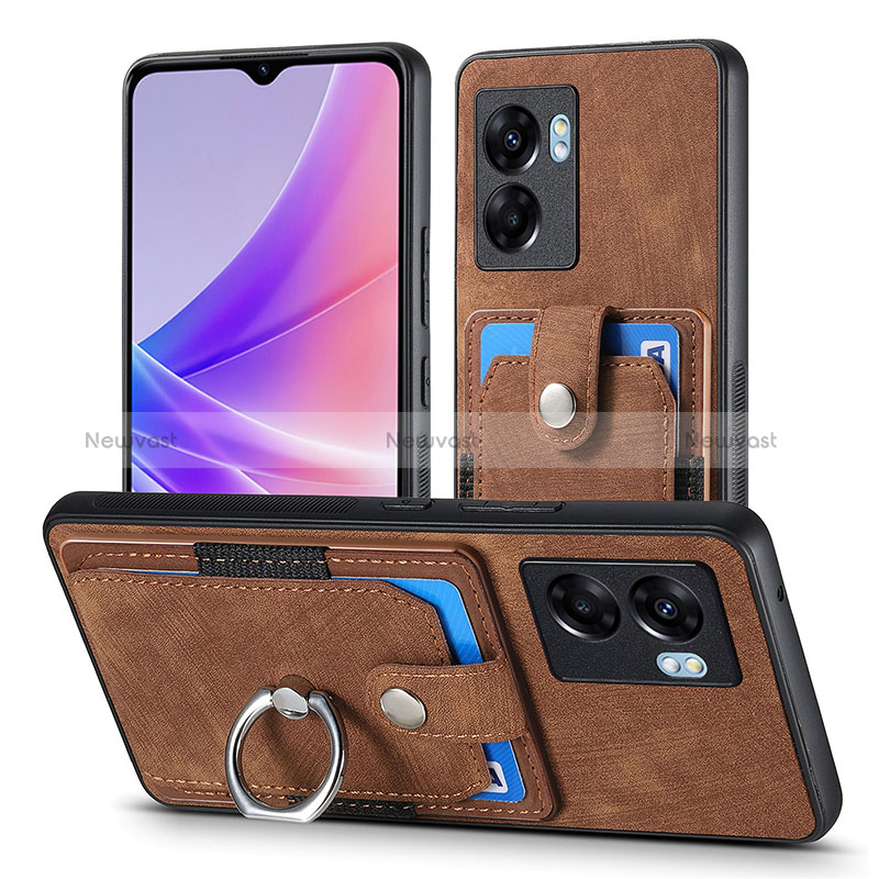 Soft Silicone Gel Leather Snap On Case Cover SD2 for Realme V23 5G Brown