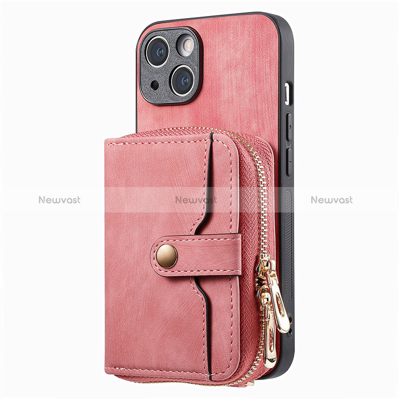 Soft Silicone Gel Leather Snap On Case Cover SD3 for Apple iPhone 14 Plus Pink