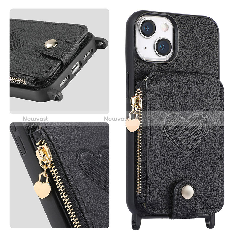 Soft Silicone Gel Leather Snap On Case Cover SD4 for Apple iPhone 13 Black