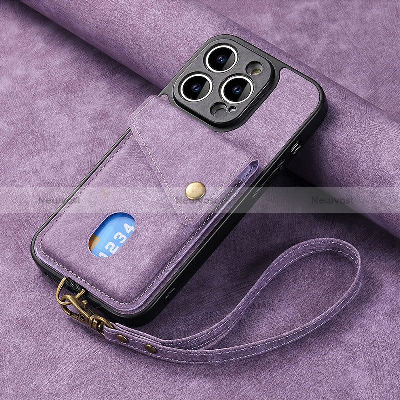 Soft Silicone Gel Leather Snap On Case Cover SD4 for Apple iPhone 14 Pro Max Clove Purple