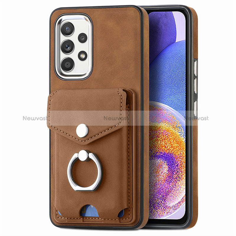 Soft Silicone Gel Leather Snap On Case Cover SD4 for Samsung Galaxy A23 4G Brown
