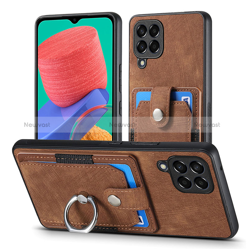 Soft Silicone Gel Leather Snap On Case Cover SD4 for Samsung Galaxy M33 5G Brown
