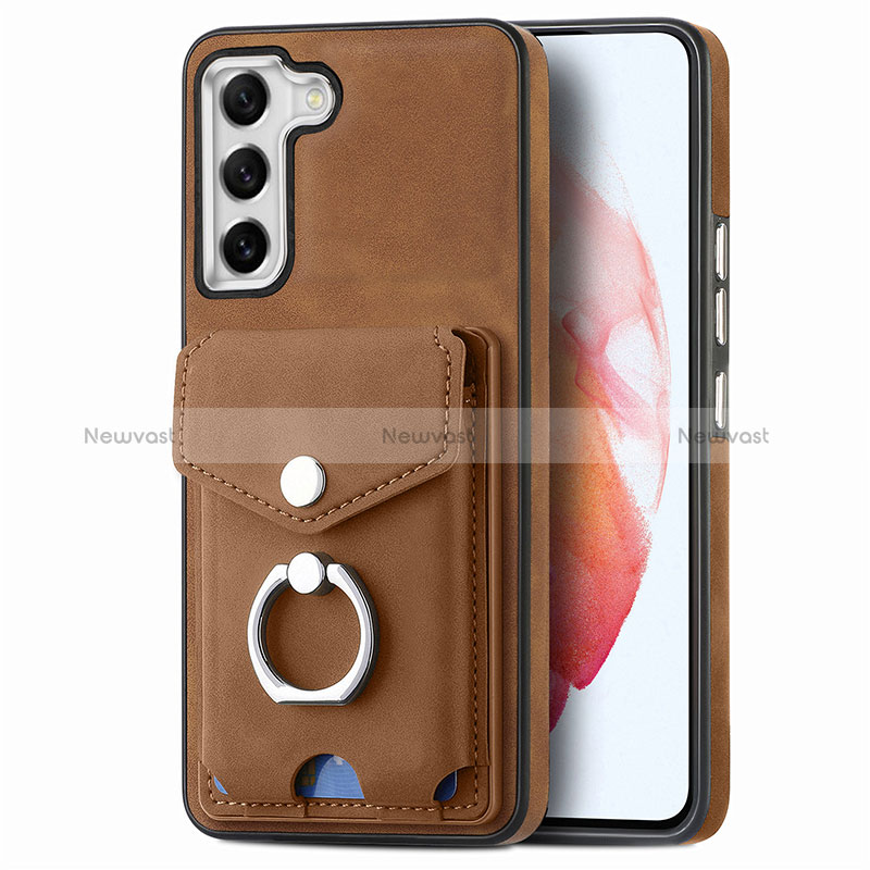 Soft Silicone Gel Leather Snap On Case Cover SD4 for Samsung Galaxy S21 FE 5G Brown