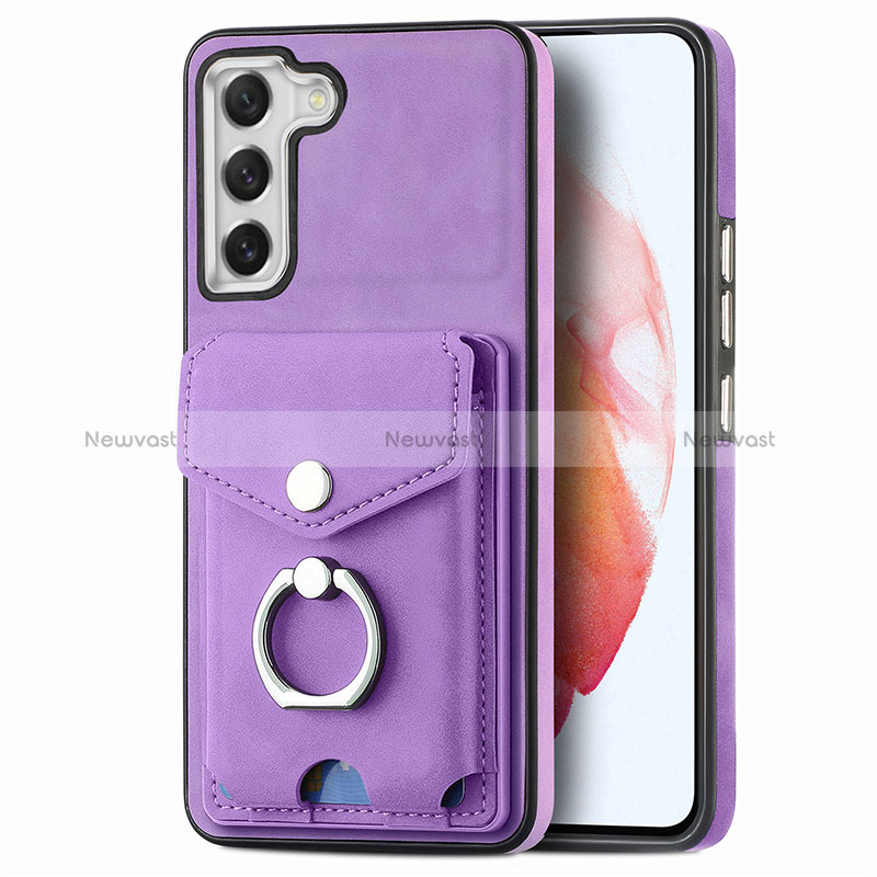 Soft Silicone Gel Leather Snap On Case Cover SD4 for Samsung Galaxy S21 FE 5G Purple