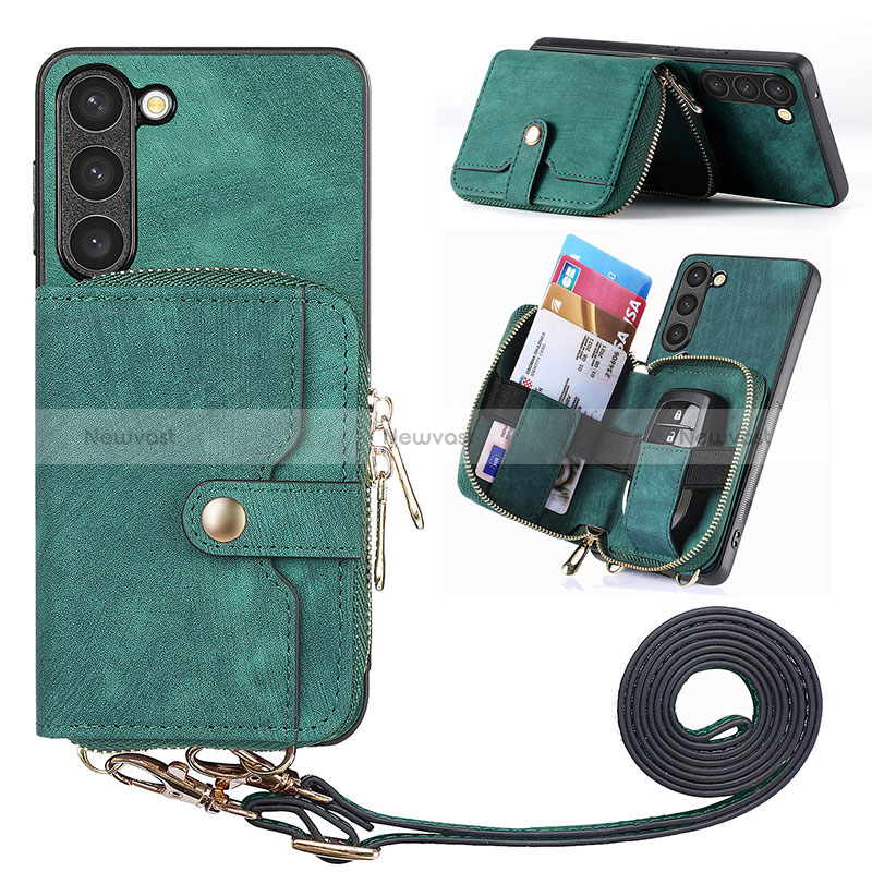 Soft Silicone Gel Leather Snap On Case Cover SD4 for Samsung Galaxy S23 Plus 5G Green