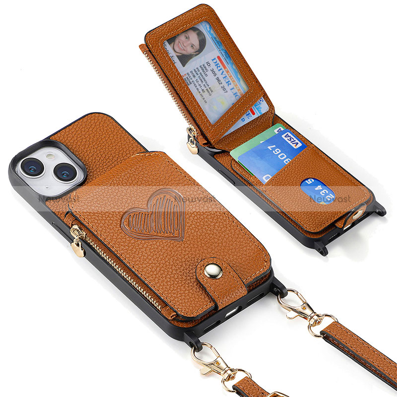 Soft Silicone Gel Leather Snap On Case Cover SD5 for Apple iPhone 14 Plus Brown