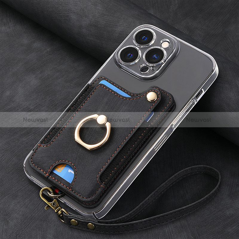 Soft Silicone Gel Leather Snap On Case Cover SD5 for Apple iPhone 14 Pro Black