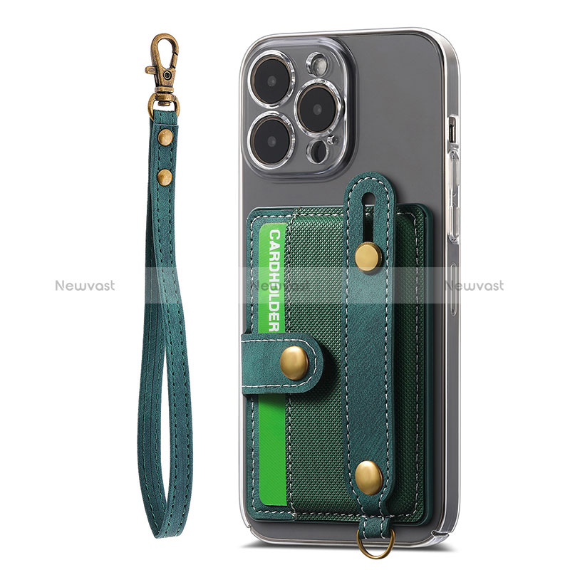 Soft Silicone Gel Leather Snap On Case Cover SD6 for Apple iPhone 14 Pro Green