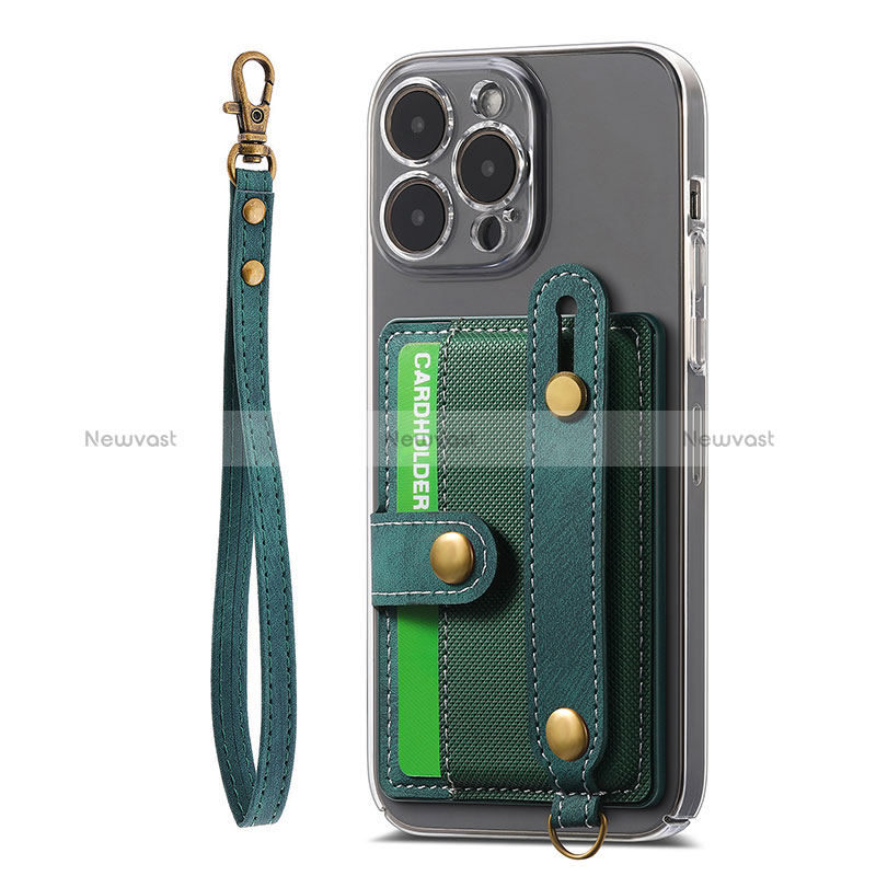 Soft Silicone Gel Leather Snap On Case Cover SD6 for Apple iPhone 14 Pro Max Green