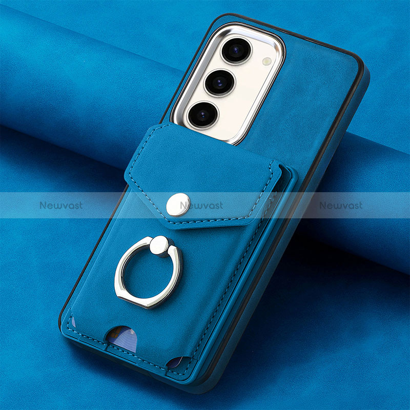 Soft Silicone Gel Leather Snap On Case Cover SD6 for Samsung Galaxy S23 5G Blue